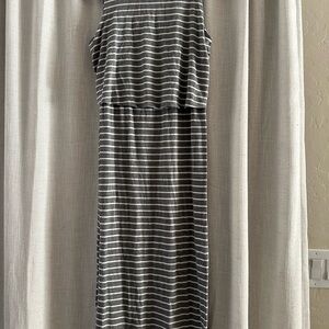 Seraphine Charcoal Striped Midi Dress